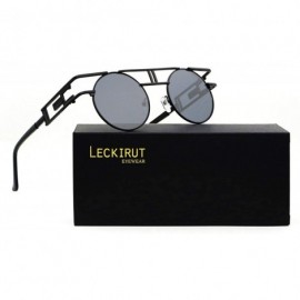 Sport Women Men Round Sunglasses Retro Vintage Steampunk Style Mirror Reflective Circle lens - N2-black Frame/Gray Lens - CI1...