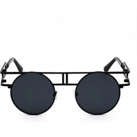 Sport Women Men Round Sunglasses Retro Vintage Steampunk Style Mirror Reflective Circle lens - N2-black Frame/Gray Lens - CI1...