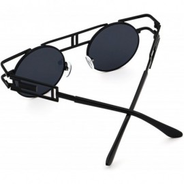 Sport Women Men Round Sunglasses Retro Vintage Steampunk Style Mirror Reflective Circle lens - N2-black Frame/Gray Lens - CI1...
