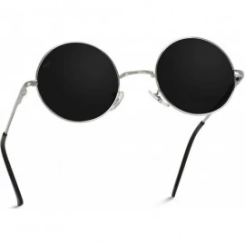 Round Colorful Tinted Retro Circle Sunglasses - Silver Frame / Black Lens - CL1855ADXOL $10.11