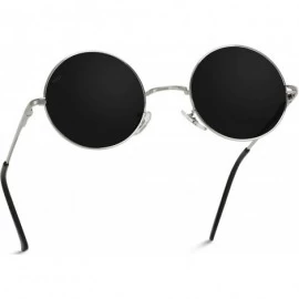 Round Colorful Tinted Retro Circle Sunglasses - Silver Frame / Black Lens - CL1855ADXOL $20.51