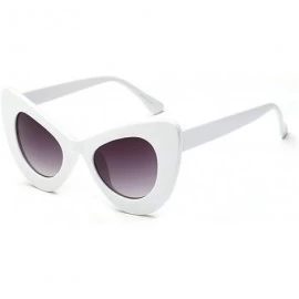 Oval Womens Cat Eye Retro Eyewear Oversized Bold Rim Round Cateye Sunglasses - White Gray - CF18E866YLO $21.70