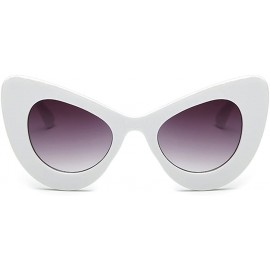 Oval Womens Cat Eye Retro Eyewear Oversized Bold Rim Round Cateye Sunglasses - White Gray - CF18E866YLO $21.70