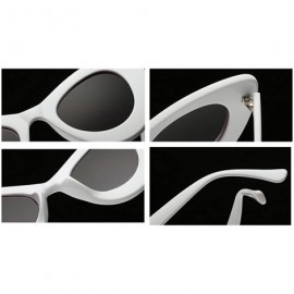 Oval Womens Cat Eye Retro Eyewear Oversized Bold Rim Round Cateye Sunglasses - White Gray - CF18E866YLO $21.70