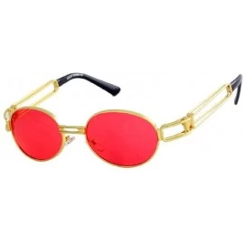 Round Slim Round Classic Oval Luxury Steampunk Sunglasses - Gold Metallic Frame - C7186936RX8 $12.53