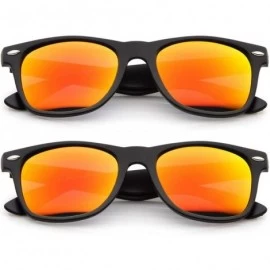 Oversized Men Women Retro Sunglasses Flash Color Mirror Lens UV Protection - 2 Pairs Black/Sunset - CB126EBAJYV $18.51