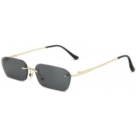 Square Fashion Metal Frame Square Rimless Sunglasses Unisex - Grey - C218H3XNHIC $22.67