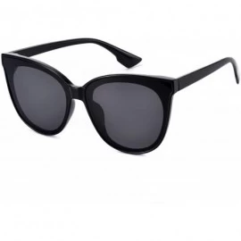 Square Fashion Cat Eye Sunglasses for Women Oversized Style MS51802 - Black Frame/Black Lens - CC18EOYI4E5 $9.70