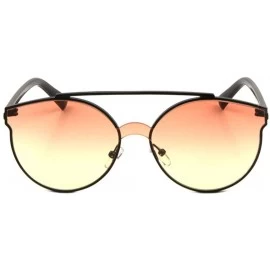 Shield Oceanic Color Flat Top Bar One Piece Shield Lens Sharp Cat Eye Sunglasses - Orange Yellow - CG1907A339N $13.76