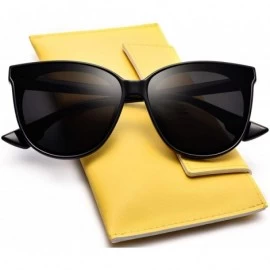 Square Fashion Cat Eye Sunglasses for Women Oversized Style MS51802 - Black Frame/Black Lens - CC18EOYI4E5 $24.09