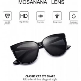 Square Fashion Cat Eye Sunglasses for Women Oversized Style MS51802 - Black Frame/Black Lens - CC18EOYI4E5 $24.09