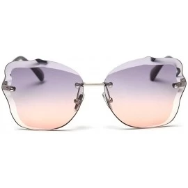 Square Trimmed Sunglasses Glasses Vintage Gradient - Gray&orange - CB194HEGAU2 $11.68