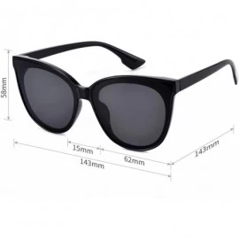 Square Fashion Cat Eye Sunglasses for Women Oversized Style MS51802 - Black Frame/Black Lens - CC18EOYI4E5 $24.09