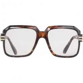Square Large Classic Retro Square Frame Hip Hop Clear Lens Glasses - Tortoise - CY18N7HLGOL $11.91
