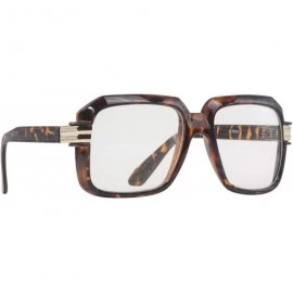 Square Large Classic Retro Square Frame Hip Hop Clear Lens Glasses - Tortoise - CY18N7HLGOL $11.91