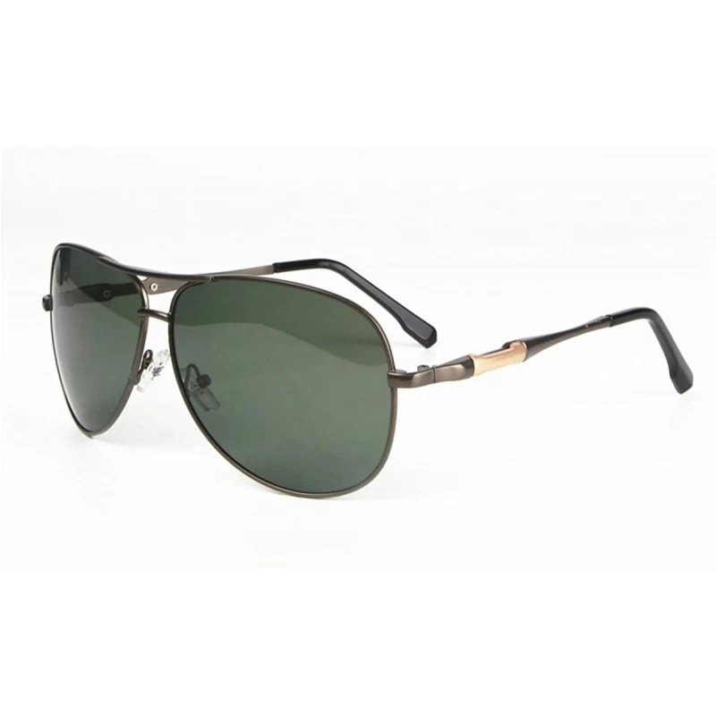 Aviator Sun glasses Fashion Polarized Men Sunglasses - Gun Frame Green Lens - CV184KO7LCY $10.06
