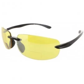 Wrap Island Bifocal Sunglasses Rimless Readers - Non-polarized Black Frame/Yellow Night Driving Lens - CR11X6ZGG8D $44.01