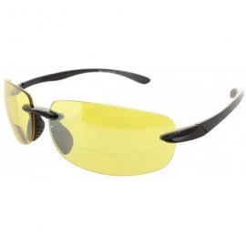 Wrap Island Bifocal Sunglasses Rimless Readers - Non-polarized Black Frame/Yellow Night Driving Lens - CR11X6ZGG8D $25.23