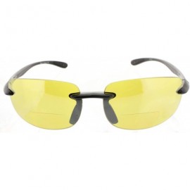 Wrap Island Bifocal Sunglasses Rimless Readers - Non-polarized Black Frame/Yellow Night Driving Lens - CR11X6ZGG8D $25.23