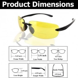 Wrap Island Bifocal Sunglasses Rimless Readers - Non-polarized Black Frame/Yellow Night Driving Lens - CR11X6ZGG8D $25.23