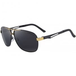 Rectangular Retro Driving Polarized Driving Sunglasses for Men Rectangular Men's Sun glasses - Gold_l - CH18KK7TOHX $19.29