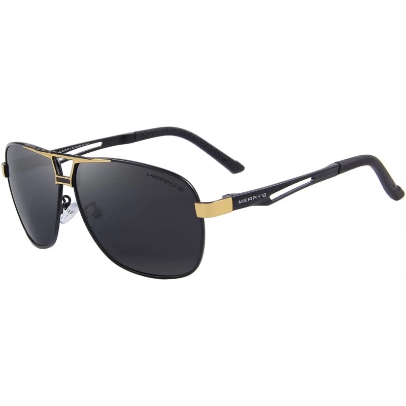 Rectangular Retro Driving Polarized Driving Sunglasses for Men Rectangular Men's Sun glasses - Gold_l - CH18KK7TOHX $8.02