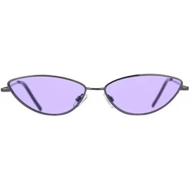 Cat Eye Womens Ironic Retro Narrow Metal Rim Cat Eye Sunglasses - Black Purple - CB18NDHWG5M $15.39