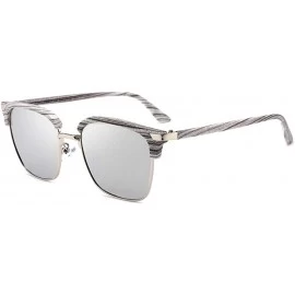 Rectangular Boxed wooden pattern Polarized Sunglasses driving glasses fashion classic - C6 Wood-grain White Mercury - CT18W55...