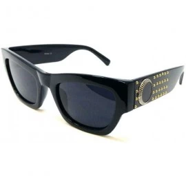 Rectangular Slim Rectangular Cat EyeThick Bold Luxury Sunglasses - Black & Gold Frame - CW18WZOI462 $18.74