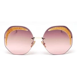 Round Retro Brand Designer 2020 New fashion Frameless Bling Round Sun Glasses women UV400 - Brown&pink - CH194HE72HZ $25.86