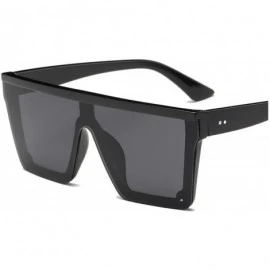 Square Male Flat Top Sunglasses Men Brand Black Square Shades UV400 Gradient Sun Glasses Cool One Piece Designer - Black - CX...