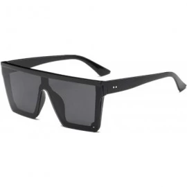 Square Male Flat Top Sunglasses Men Brand Black Square Shades UV400 Gradient Sun Glasses Cool One Piece Designer - Black - CX...