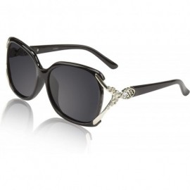 Rectangular Designer Oversized Polarized Sunglasses For Women UV400 Sun Glasses - Black Frame With Rhinestones - CK18D6CD936 ...