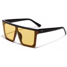 Oversized Men Square Sunglasses for Women Oversized Sun Glasses for Men Uv400 One Piece Lens - Black With Yellow - CX18WZZR42...