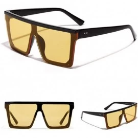Oversized Men Square Sunglasses for Women Oversized Sun Glasses for Men Uv400 One Piece Lens - Black With Yellow - CX18WZZR42...