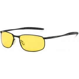 Semi-rimless Polarized Sunglasses For Men Rectangle Metal Frame Retro Sun Glasses AE0395 - Black&yellow - CP17YAQ5XGN $23.61