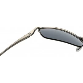 Semi-rimless Polarized Sunglasses For Men Rectangle Metal Frame Retro Sun Glasses AE0395 - Black&yellow - CP17YAQ5XGN $13.80