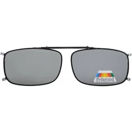 Square Large Polarized Clip On Sunglasses 60mm Wide x 42mm Height Millimeters - Grey - CY196D079ZT $19.26