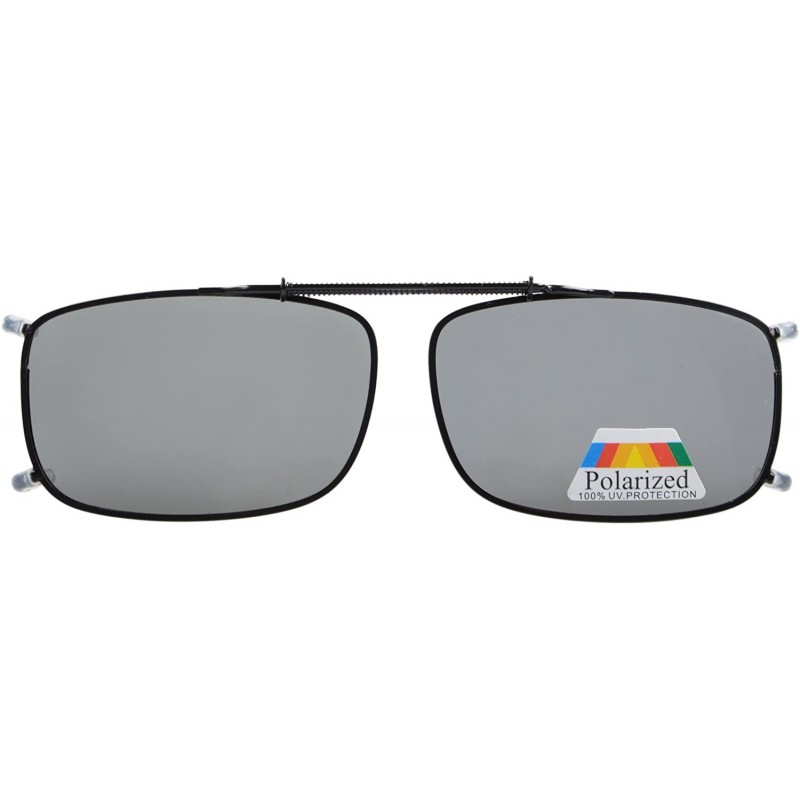 Square Large Polarized Clip On Sunglasses 60mm Wide x 42mm Height Millimeters - Grey - CY196D079ZT $9.37
