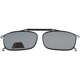 Square Large Polarized Clip On Sunglasses 60mm Wide x 42mm Height Millimeters - Grey - CY196D079ZT $9.37