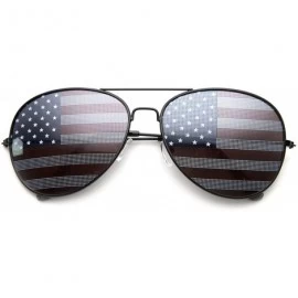 Aviator American Flag USA Classic Teardrop Metal Aviator Sunglasses - Black - CH11VTLTIZT $19.20