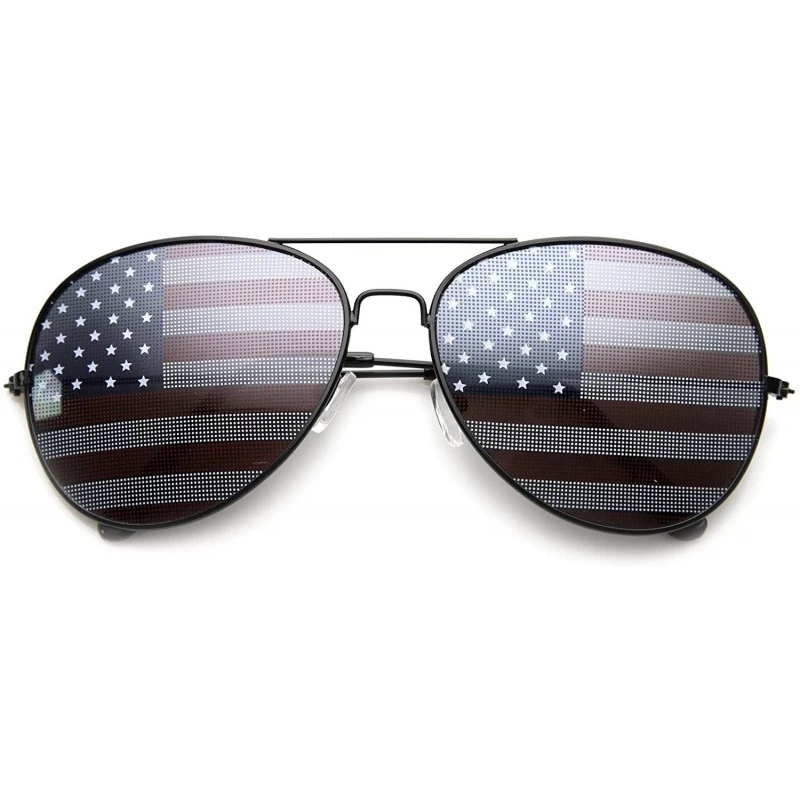 Aviator American Flag USA Classic Teardrop Metal Aviator Sunglasses - Black - CH11VTLTIZT $12.12