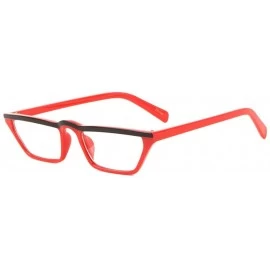 Cat Eye Clear Lens Curved Middle Top Bar Color Line Straight Cat Eye Sunglasses - Red - CC1993O6HQN $16.05