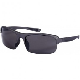 Rectangular Men's Half Frame Rectangular Frame Sunglasses w/Interchangeable Lens 570077-FM - Matte Grey - C3126Y46EV1 $22.59