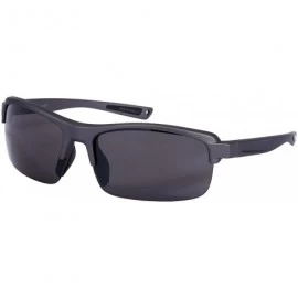 Rectangular Men's Half Frame Rectangular Frame Sunglasses w/Interchangeable Lens 570077-FM - Matte Grey - C3126Y46EV1 $19.21