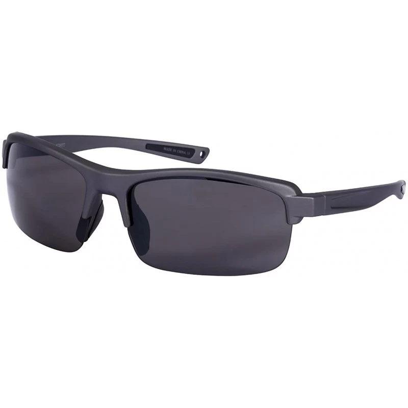 Rectangular Men's Half Frame Rectangular Frame Sunglasses w/Interchangeable Lens 570077-FM - Matte Grey - C3126Y46EV1 $12.46
