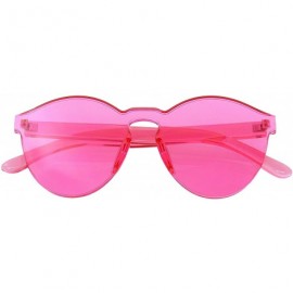 Goggle Colorful One Piece Rimless Transparent Sunglasses Women Tinted Candy Colored Glasses - Pink - CW18KKZW0HD $23.65