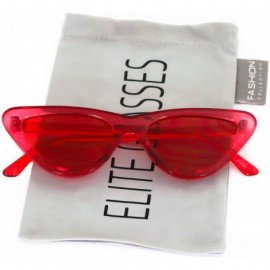 Cat Eye Cat Eye Sunglasses Clout Goggle Sexy Women Exaggerated Slim Frame Colorful Tinted Lens - Red Transparent - CQ11HWMT7I...