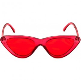 Cat Eye Cat Eye Sunglasses Clout Goggle Sexy Women Exaggerated Slim Frame Colorful Tinted Lens - Red Transparent - CQ11HWMT7I...