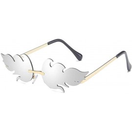 Rimless Rimless Wave Sun Glasses for various funny parties Anti Blue Light sunglasses - Golden/ White - CF199OEMKZW $28.85